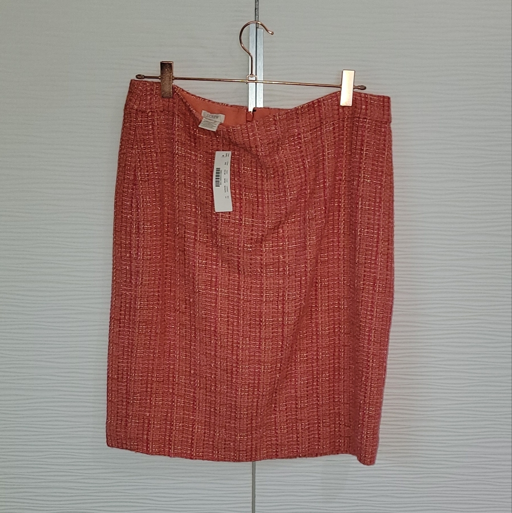 Tweed J. Crew Orange and Pink Pencil skirt size 10 - Picture 5 of 6